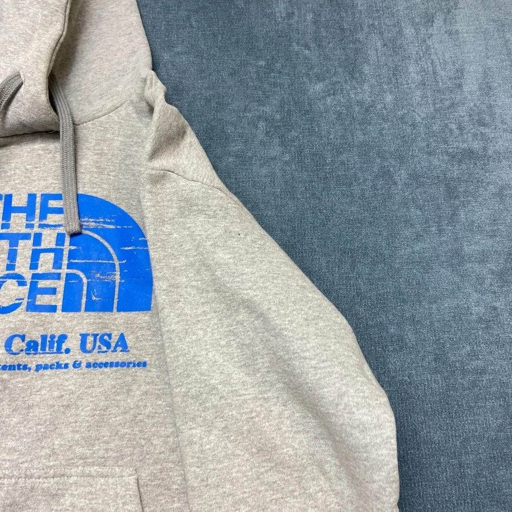 The North Face Hoodie Mens Medium Heather Gray Fleece Lined Kangaroo Pockets